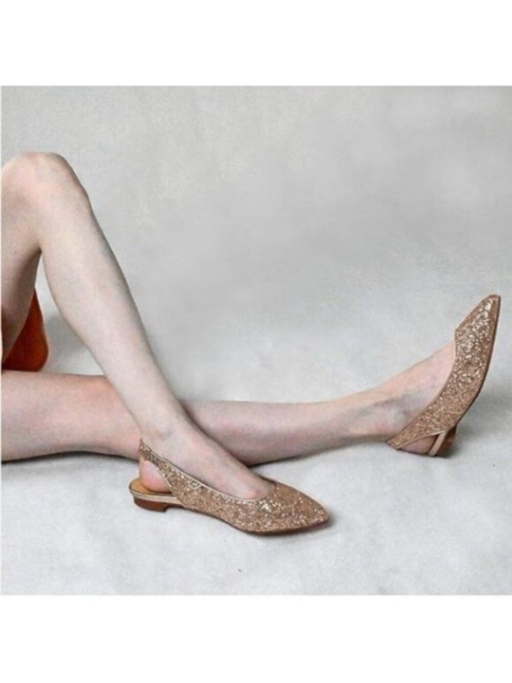 YDN Rose Gold Pointed Toe Slingback Ballet Flats Slide Sandals Comfortable Pump